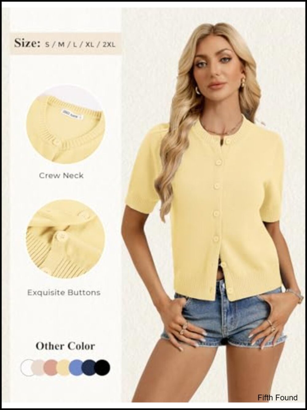 Women's Short Sleeve Cotton Cardigan Button Down - Picture 3 of 6